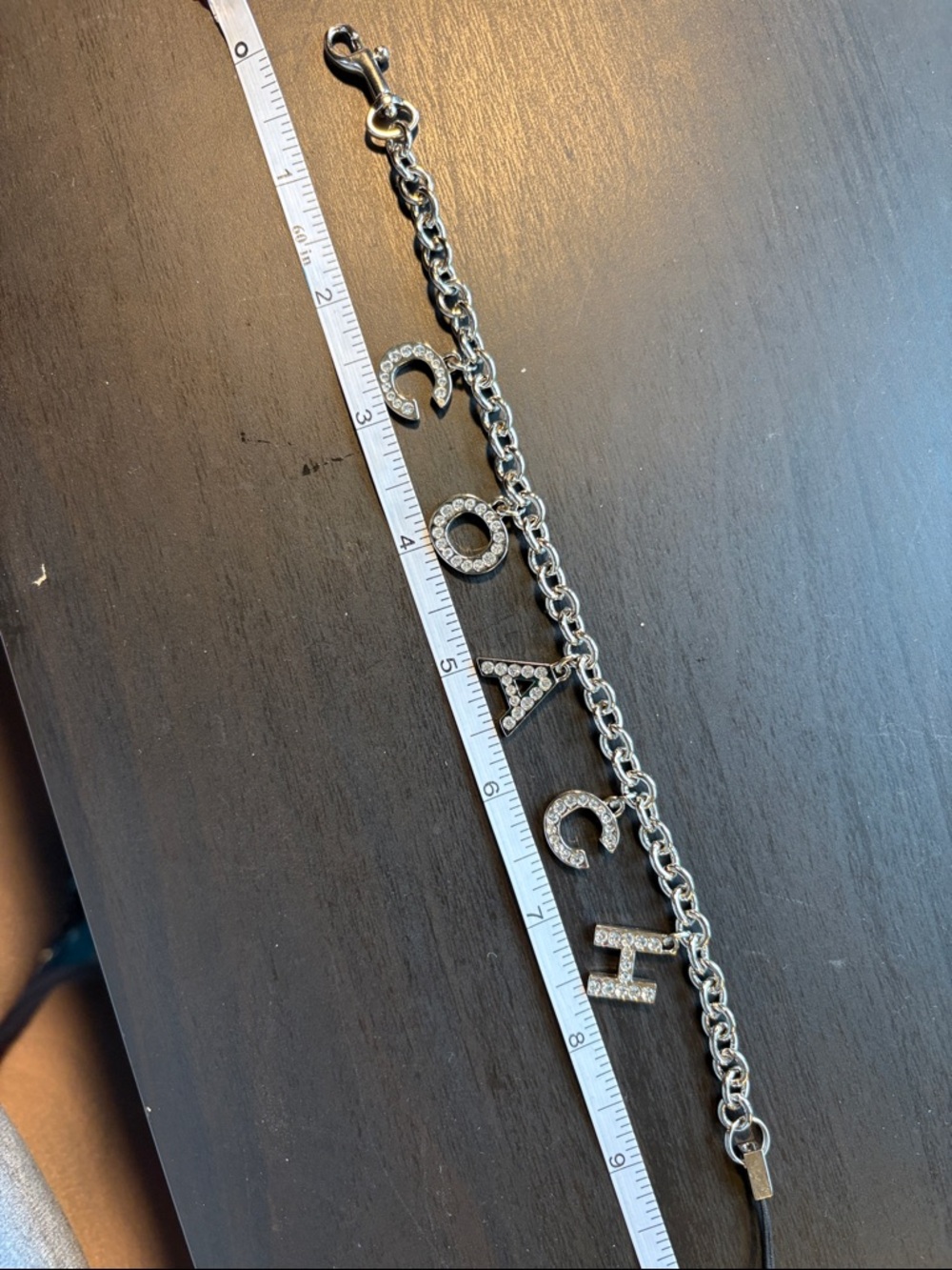 Silver Charm Chain Bag Charm with Sparkling Letter Charms